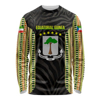Equatorial Guinea Heritage Long Sleeve Shirt with National Emblem and Tribal Zebra Print