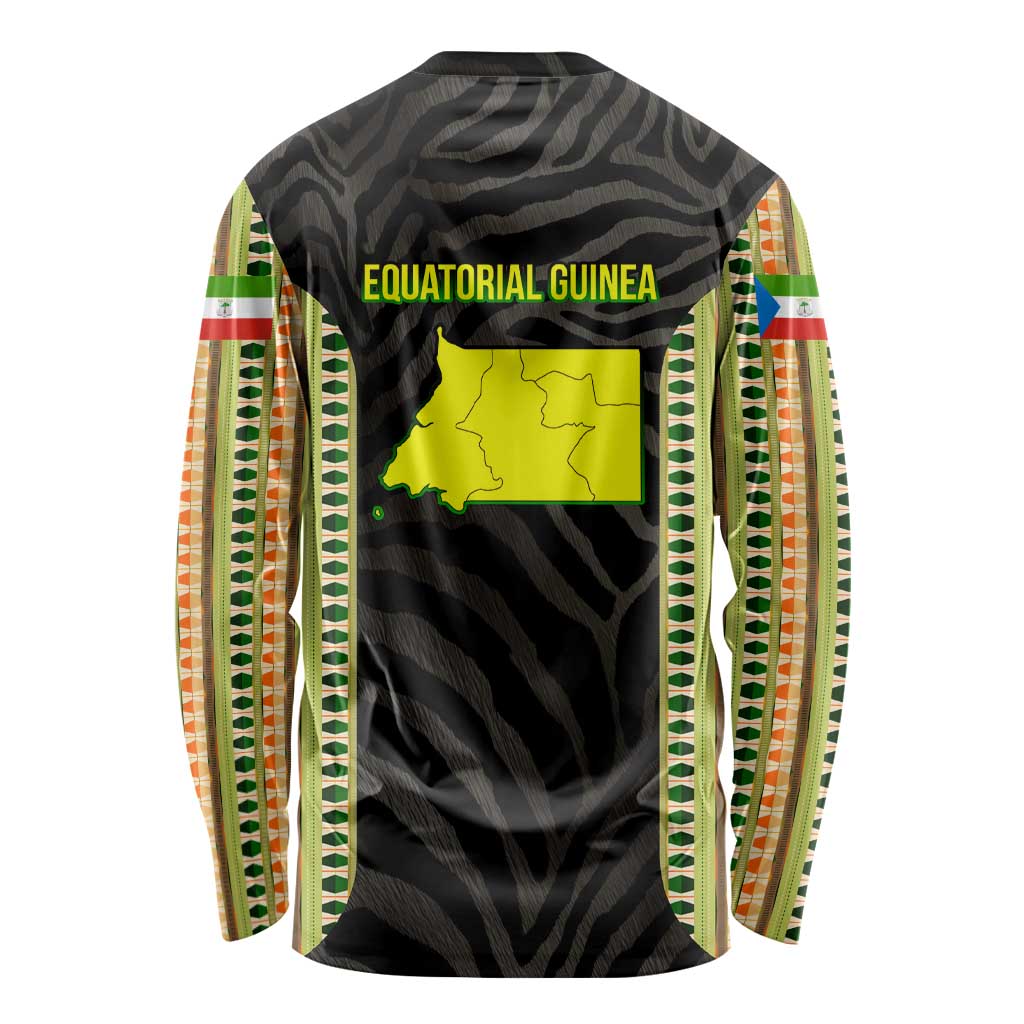 Equatorial Guinea Heritage Long Sleeve Shirt with National Emblem and Tribal Zebra Print