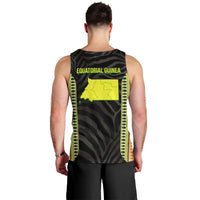Equatorial Guinea Heritage Men Tank Top with National Emblem and Tribal Zebra Print