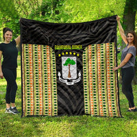 Equatorial Guinea Heritage Quilt with National Emblem and Tribal Zebra Print