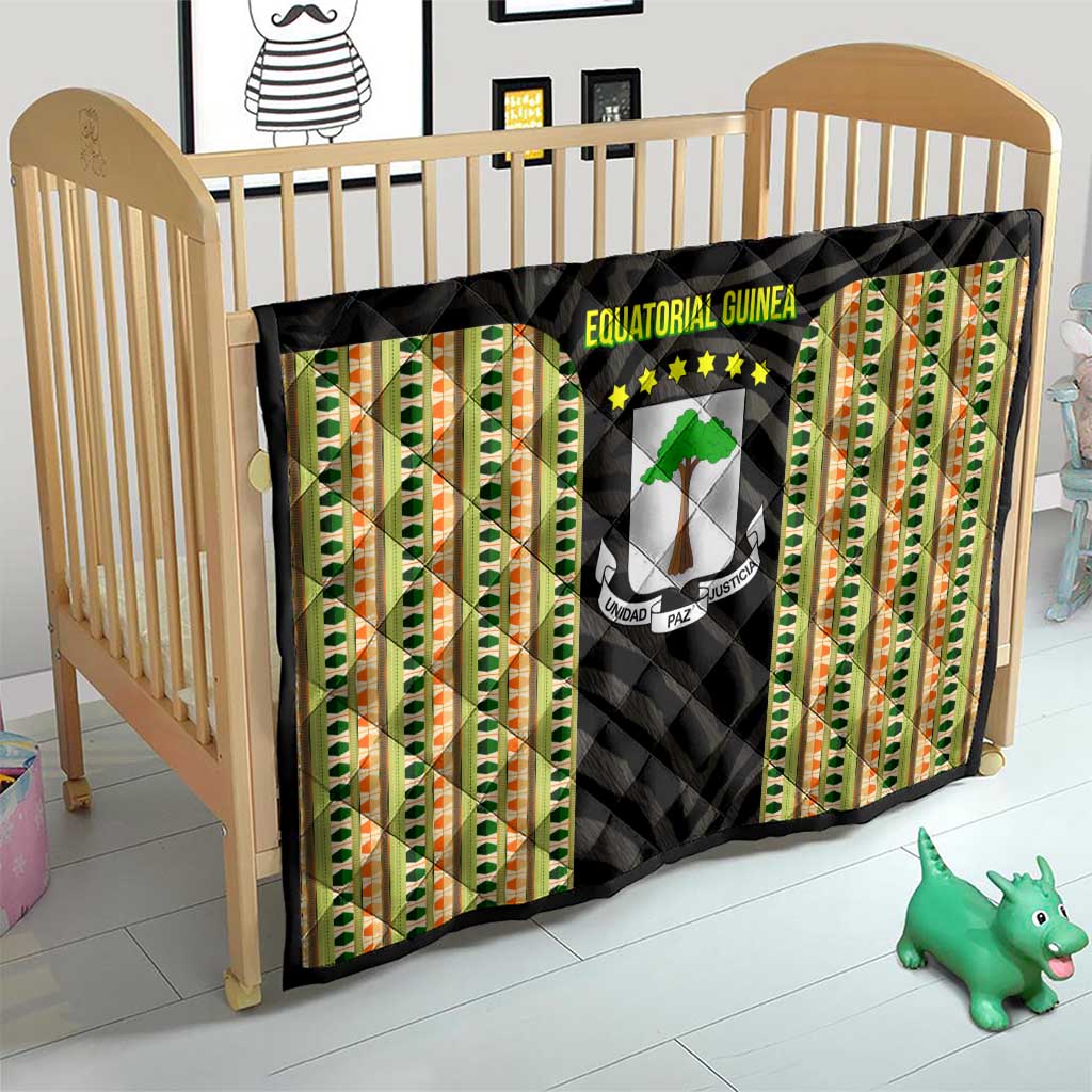 Equatorial Guinea Heritage Quilt with National Emblem and Tribal Zebra Print