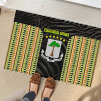 Equatorial Guinea Heritage Rubber Doormat with National Emblem and Tribal Zebra Print