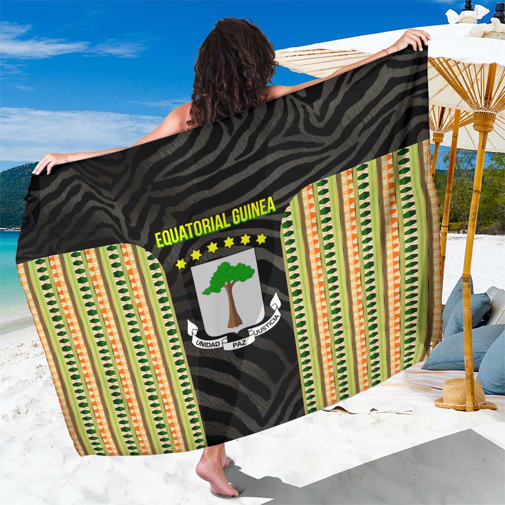 Equatorial Guinea Heritage Sarong with National Emblem and Tribal Zebra Print