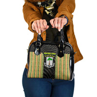 Equatorial Guinea Heritage Shoulder Handbag with National Emblem and Tribal Zebra Print