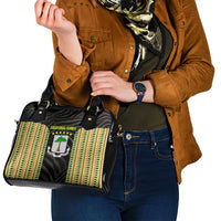 Equatorial Guinea Heritage Shoulder Handbag with National Emblem and Tribal Zebra Print