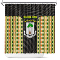 Equatorial Guinea Heritage Shower Curtain with National Emblem and Tribal Zebra Print