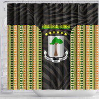 Equatorial Guinea Heritage Shower Curtain with National Emblem and Tribal Zebra Print