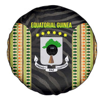 Equatorial Guinea Heritage Spare Tire Cover with National Emblem and Tribal Zebra Print