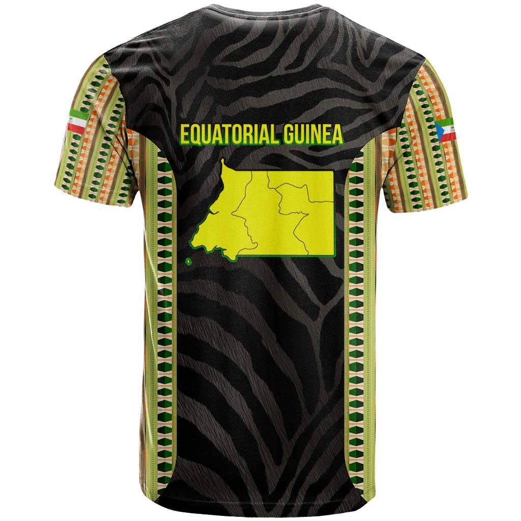 Equatorial Guinea Heritage T Shirt with National Emblem and Tribal Zebra Print