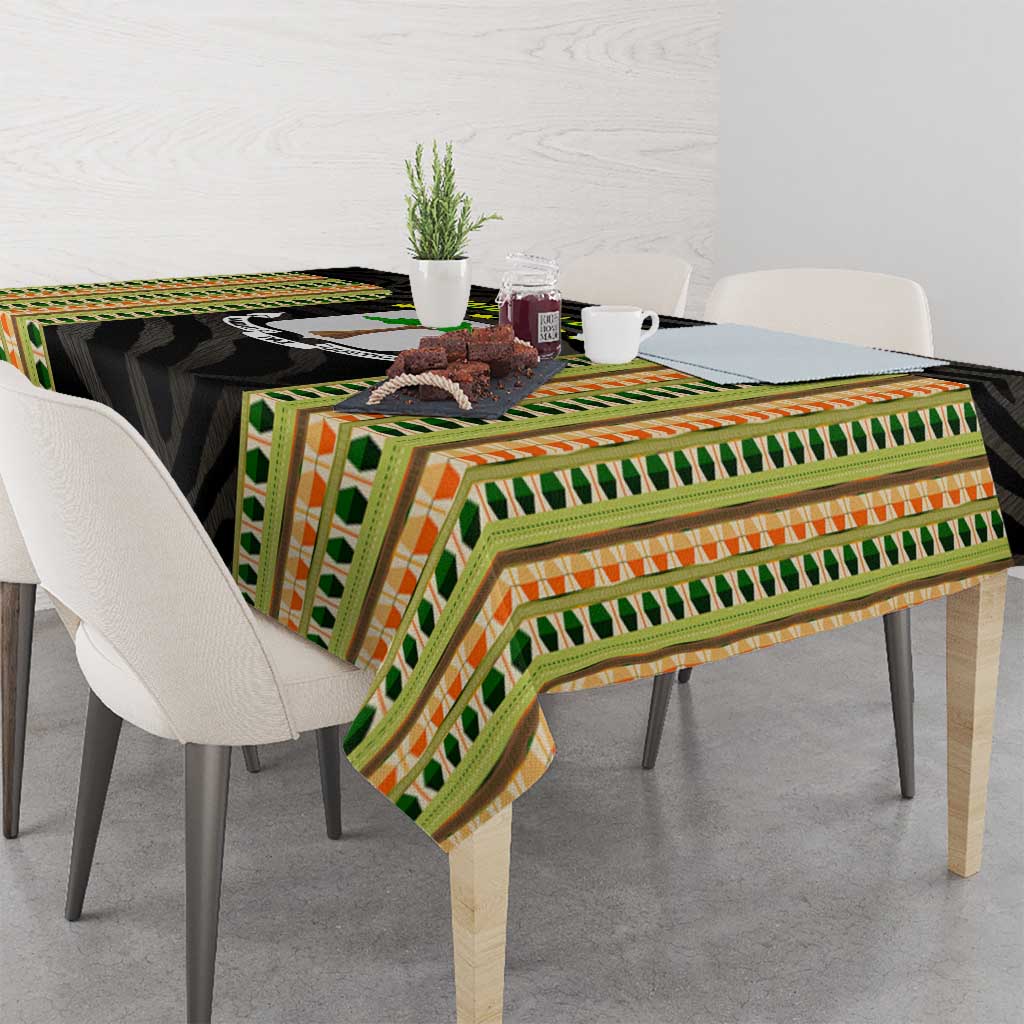 Equatorial Guinea Heritage Tablecloth with National Emblem and Tribal Zebra Print