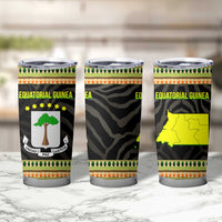 Equatorial Guinea Heritage Tumbler Cup with National Emblem and Tribal Zebra Print