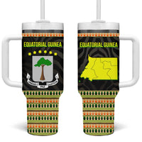 Equatorial Guinea Heritage Tumbler With Handle with National Emblem and Tribal Zebra Print