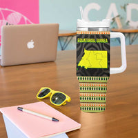 Equatorial Guinea Heritage Tumbler With Handle with National Emblem and Tribal Zebra Print