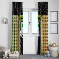 Equatorial Guinea Heritage Window Curtain with National Emblem and Tribal Zebra Print