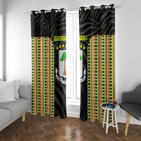 Equatorial Guinea Heritage Window Curtain with National Emblem and Tribal Zebra Print