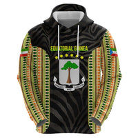 Equatorial Guinea Heritage Zip Hoodie with National Emblem and Tribal Zebra Print