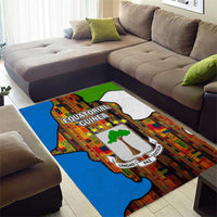 Equatorial Guinea Kente Area Rug with Tribal Mask and National Coat of Arms