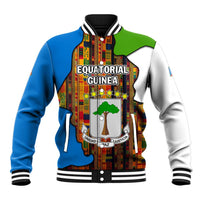 Equatorial Guinea Kente Baseball Jacket with Tribal Mask and National Coat of Arms