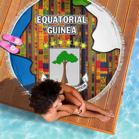 Equatorial Guinea Kente Beach Blanket with Tribal Mask and National Coat of Arms