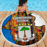 Equatorial Guinea Kente Beach Blanket with Tribal Mask and National Coat of Arms