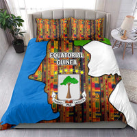 Equatorial Guinea Kente Bedding Set with Tribal Mask and National Coat of Arms