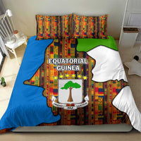 Equatorial Guinea Kente Bedding Set with Tribal Mask and National Coat of Arms