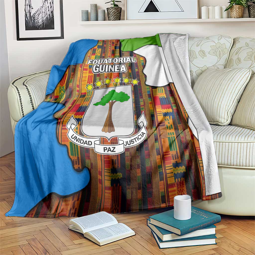 Equatorial Guinea Kente Blanket with Tribal Mask and National Coat of Arms