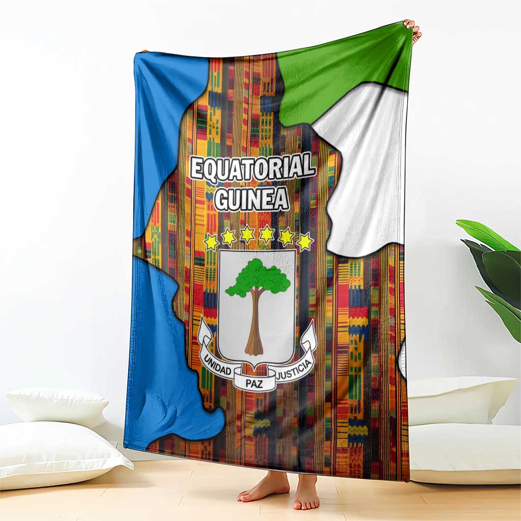 Equatorial Guinea Kente Blanket with Tribal Mask and National Coat of Arms