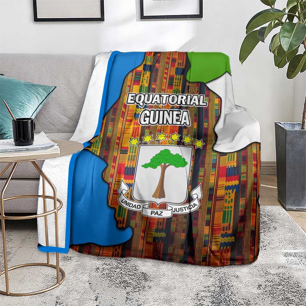 Equatorial Guinea Kente Blanket with Tribal Mask and National Coat of Arms