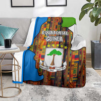 Equatorial Guinea Kente Blanket with Tribal Mask and National Coat of Arms