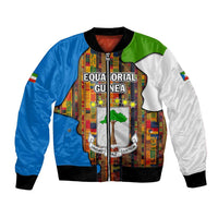 Equatorial Guinea Kente Bomber Jacket with Tribal Mask and National Coat of Arms