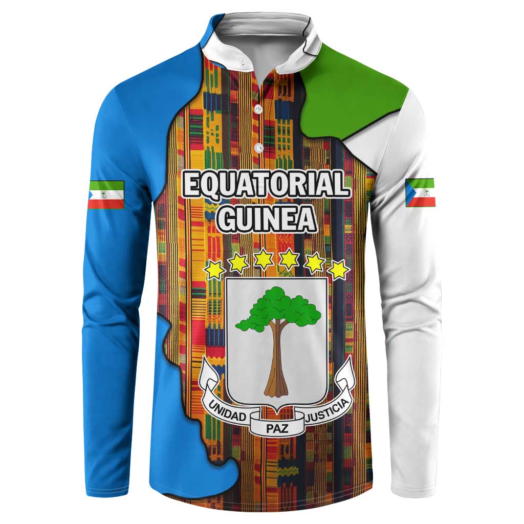 Equatorial Guinea Kente Button Sweatshirt with Tribal Mask and National Coat of Arms