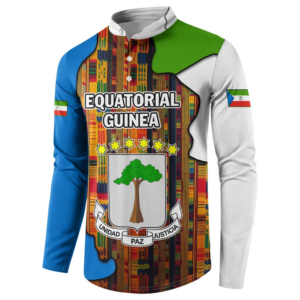 Equatorial Guinea Kente Button Sweatshirt with Tribal Mask and National Coat of Arms