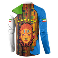 Equatorial Guinea Kente Button Sweatshirt with Tribal Mask and National Coat of Arms