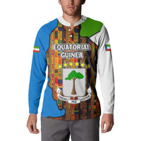 Equatorial Guinea Kente Button Sweatshirt with Tribal Mask and National Coat of Arms