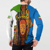 Equatorial Guinea Kente Button Sweatshirt with Tribal Mask and National Coat of Arms