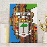 Equatorial Guinea Kente Canvas Wall Art with Tribal Mask and National Coat of Arms