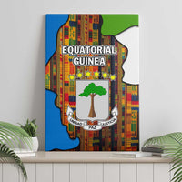 Equatorial Guinea Kente Canvas Wall Art with Tribal Mask and National Coat of Arms