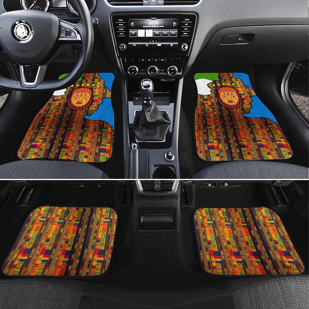 Equatorial Guinea Kente Car Mats with Tribal Mask and National Coat of Arms