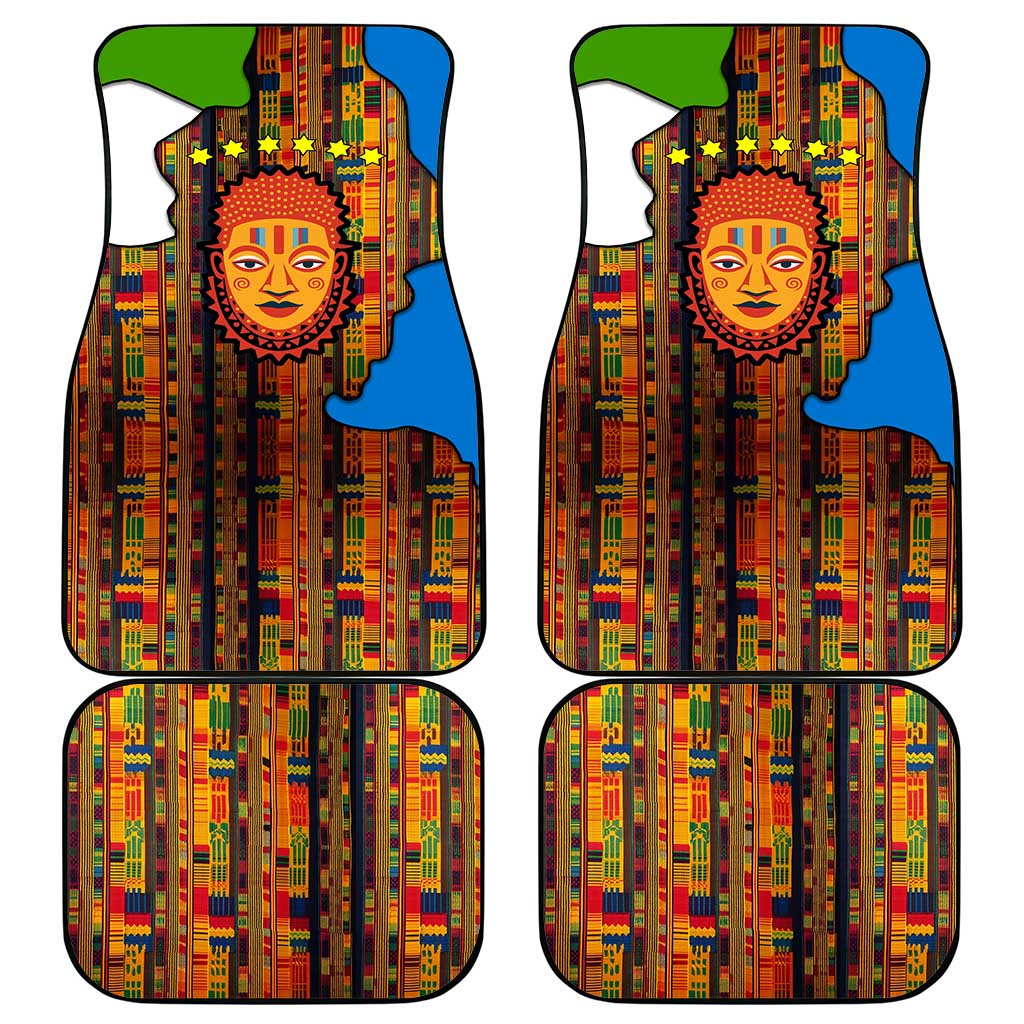 Equatorial Guinea Kente Car Mats with Tribal Mask and National Coat of Arms
