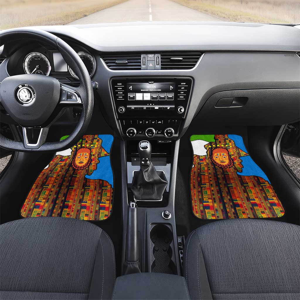 Equatorial Guinea Kente Car Mats with Tribal Mask and National Coat of Arms