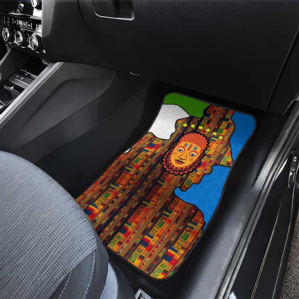 Equatorial Guinea Kente Car Mats with Tribal Mask and National Coat of Arms