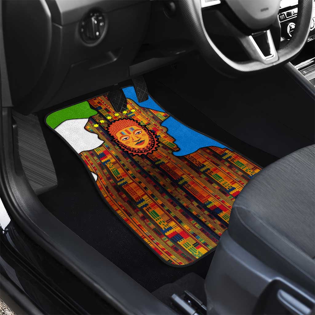 Equatorial Guinea Kente Car Mats with Tribal Mask and National Coat of Arms