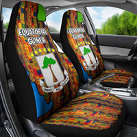 Equatorial Guinea Kente Car Seat Cover with Tribal Mask and National Coat of Arms