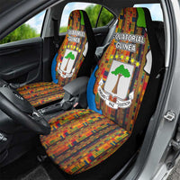 Equatorial Guinea Kente Car Seat Cover with Tribal Mask and National Coat of Arms