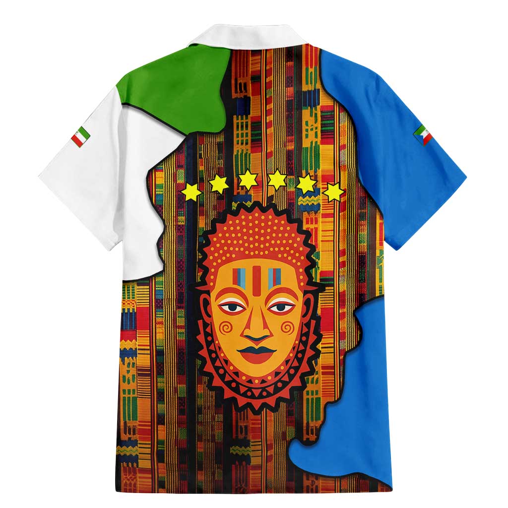 Equatorial Guinea Kente Family Matching Mermaid Dress and Hawaiian Shirt with Tribal Mask and National Coat of Arms