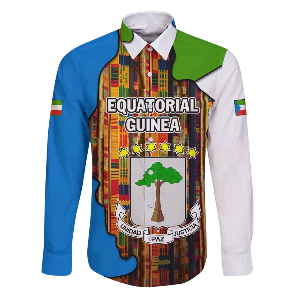 Equatorial Guinea Kente Family Matching Off Shoulder Short Dress and Hawaiian Shirt with Tribal Mask and National Coat of Arms
