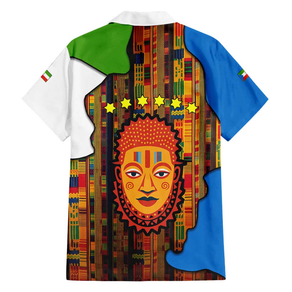 Equatorial Guinea Kente Family Matching Tank Maxi Dress and Hawaiian Shirt with Tribal Mask and National Coat of Arms