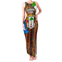 Equatorial Guinea Kente Family Matching Tank Maxi Dress and Hawaiian Shirt with Tribal Mask and National Coat of Arms