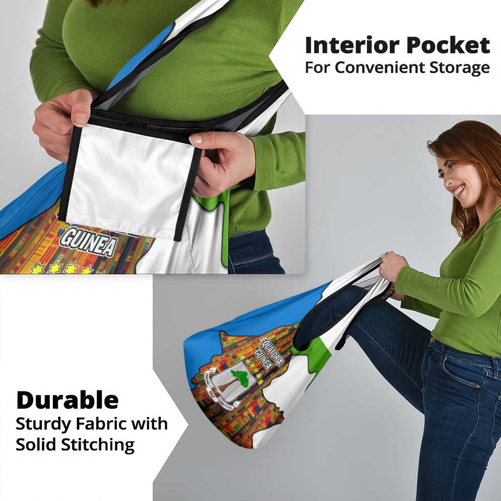 Equatorial Guinea Kente Grocery Bag with Tribal Mask and National Coat of Arms